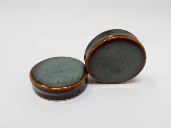 EARRINGS Gauged Flared - 43mm Iron Lustre - Handmade Ceramic #459