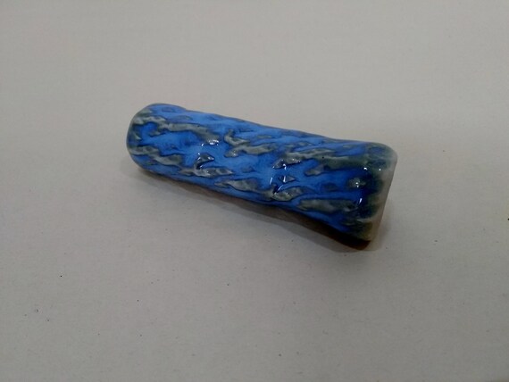 CHILLUM - Sky Blue Crosshatch - Handmade Ceramic #634