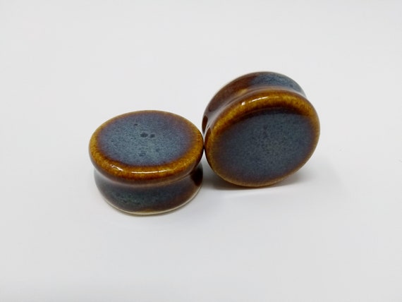 EARRINGS Gauged Flared - 26.5mm Iron Lustre - Handmade Ceramic #410