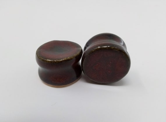 EARRINGS Gauged Flared - 20.5mm Ancient Jasper - Handmade Ceramic #484