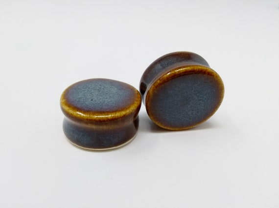 EARRINGS Gauged Flared - 24.75mm Iron Lustre - Handmade Ceramic #405