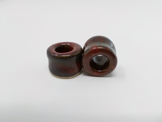 EARRINGS Gauged Flared Tunnel - 16.5mm 5/8" Ancient Jasper - Handmade Ceramic #494