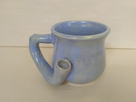 WAKE and BAKE Pipe MUG - Light Blue - Handmade Ceramic #961