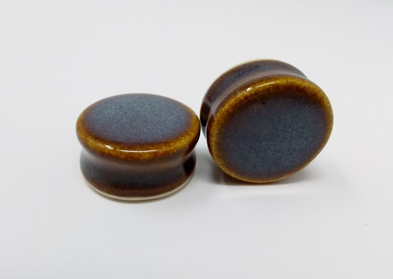 EARRINGS Gauged Flared - 26.5mm Iron Lustre - Handmade Ceramic #411