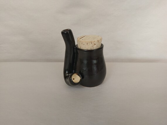 STASH PIPE - Black - Handmade Ceramic #73