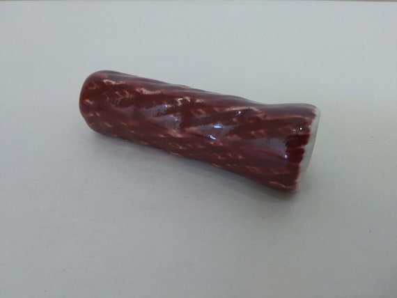 CHILLUM - Deep Firebrick Crosshatch - Handmade Ceramic #626