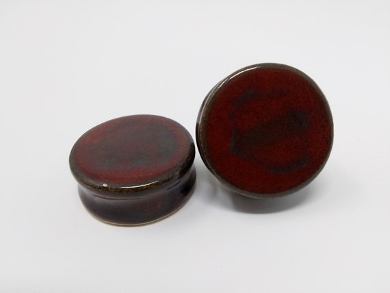 EARRINGS Gauged Flared - 31mm Ancient Jasper - Handmade Ceramic #475