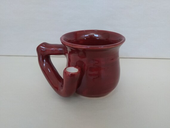 WAKE and BAKE Pipe MUG - Deep Firebrick - Handmade Ceramic #967
