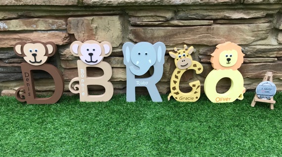 WILD KINGDOM Monkey Theme Jungle Sign Room Decor Kids U-Pick Color Wood Plaque