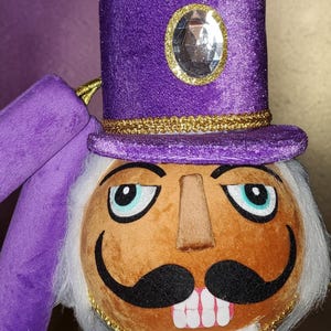 Large 2PC velvet purple and gold brown dark skin Christmas Nutcracker man soldier head & legs wreath attachments for DIY wreaths props