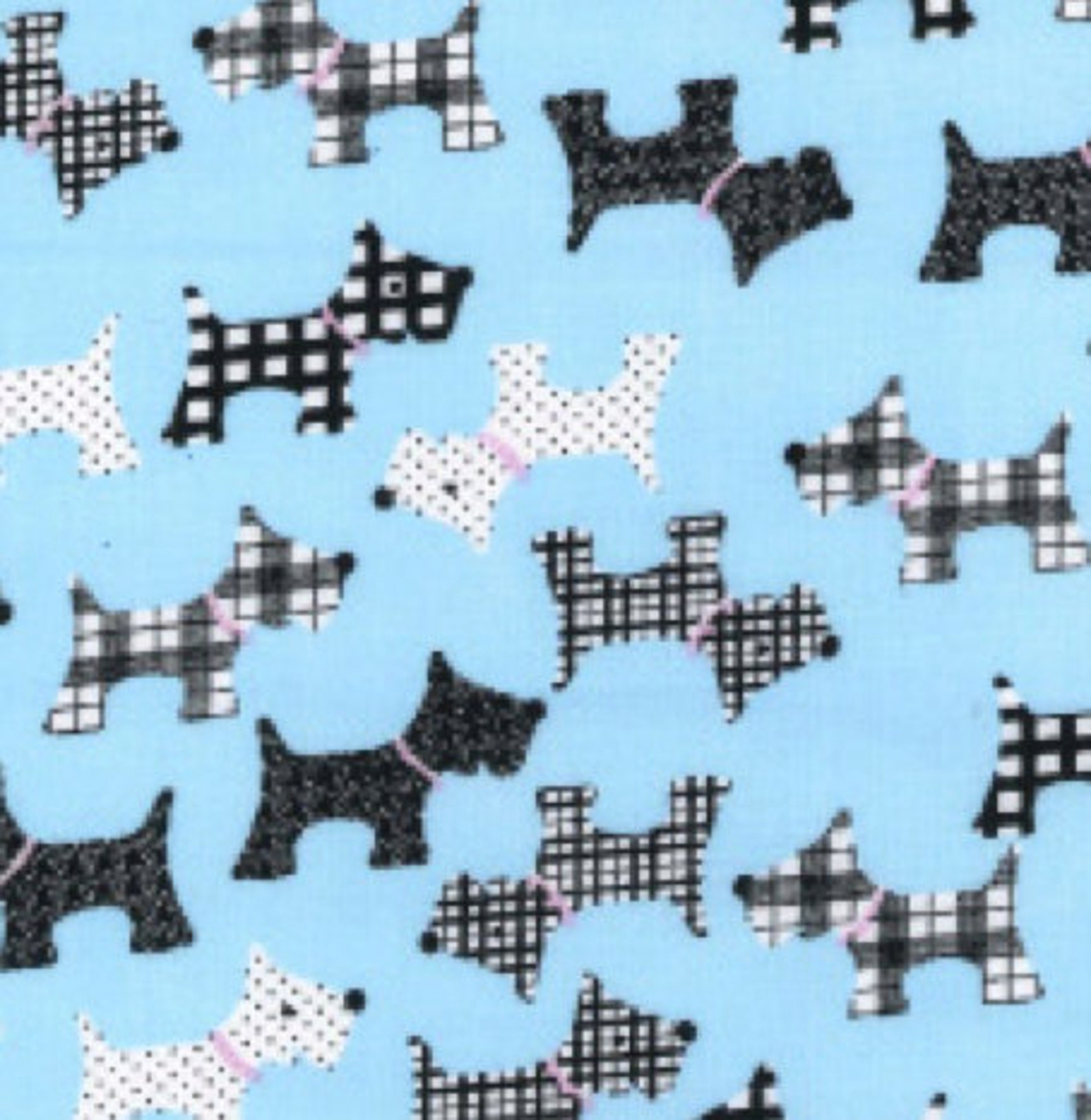 Blue Scottie Dog Polycotton Fabric Etsy