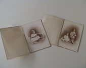 Antique Sepia Photographs Signed Little Boy and Baby Photographs Victorian