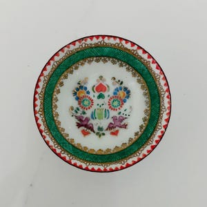 Vintage Austrian Miniature Enamel Pin Dish Circa Mid Century Enamelware Folk Art