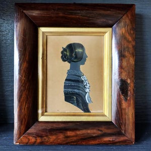 Antique Victorian Miniature Silhouette Portrait of Hannah Sanderson 19th Century English School