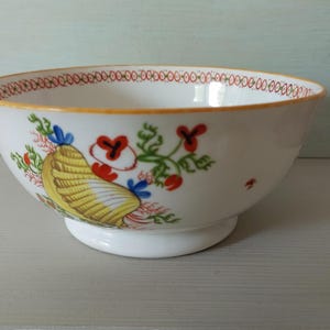 Rare Staffordshire Antique 1815 New Hall Porcelain Bowl Yellow Shell Pattern #1045 backstamp