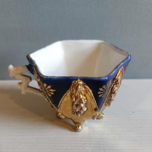 Small Antique Continental Porcelain Footed Tea Cup/Demitasse  Midnight Blue and Gold Circa 1800&#39;s