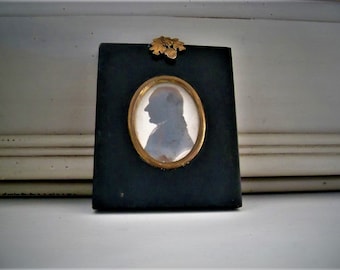 Antique Georgian / Regency Ink Silhouette Portrait of a Gentleman 18th Century Miniature