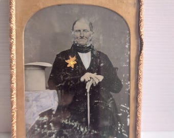 Antica fotografia vittoriana in ambrotipo raffigurante un gentiluomo - Circa XIX secolo