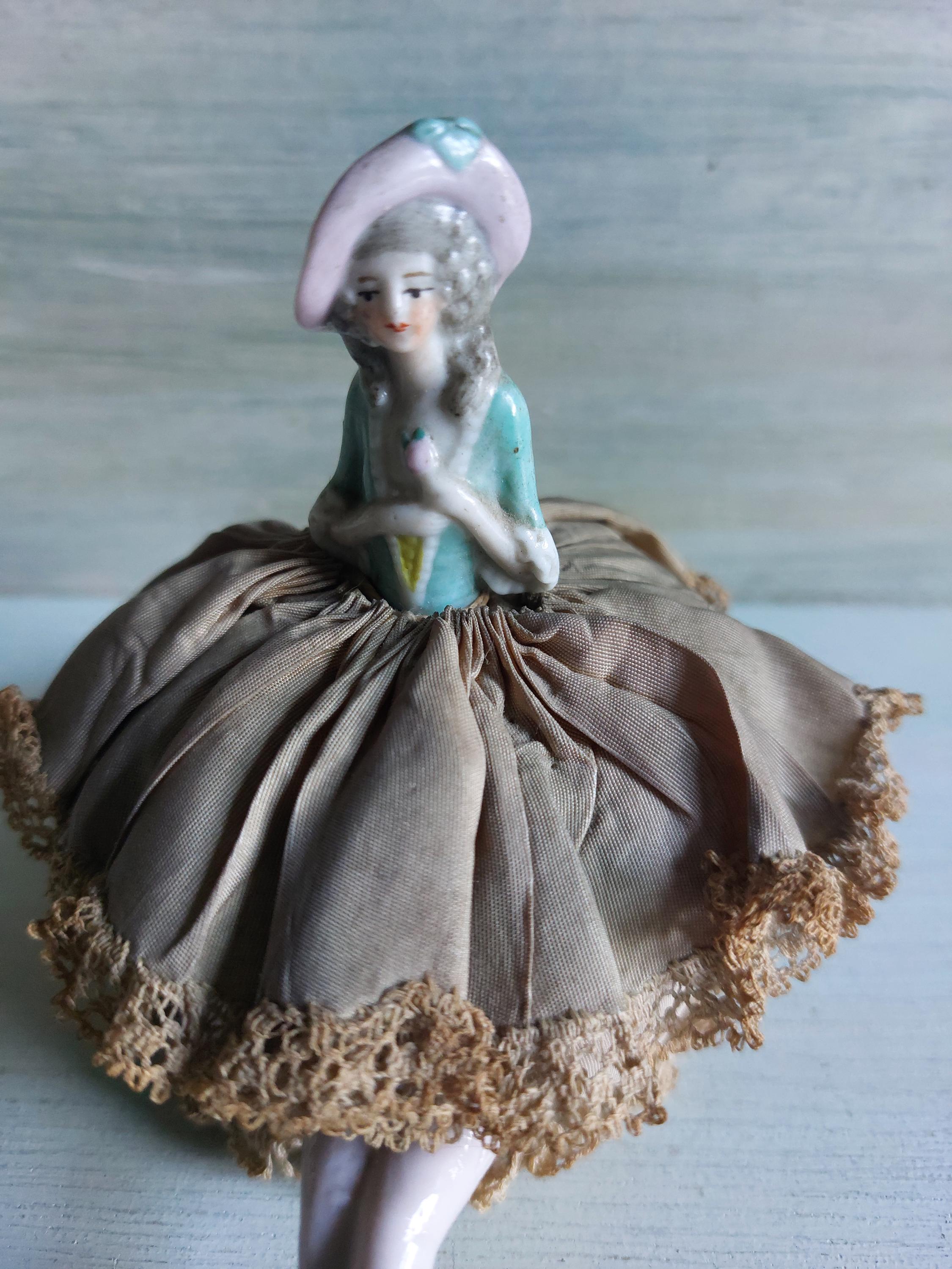 アンティーク ハーフドール ピンクッション ピンドリー ビクトリア朝