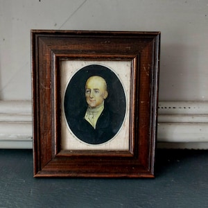 Antique Georgian/Regency Miniature Bust Length Watercolour Portrait of a Gentleman Circa Late 18th Century