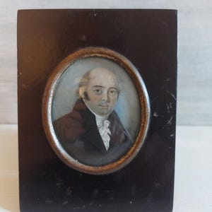 Antique Georgian/Regency Miniature Bust Length Watercolour Portrait of a Gentleman Circa Late 18th Century