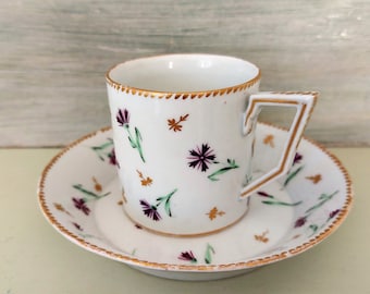 Rare Georgian Antique Royal Copenhagen Tea Cup and Saucer Flora Danica 19th Century Circa 1830