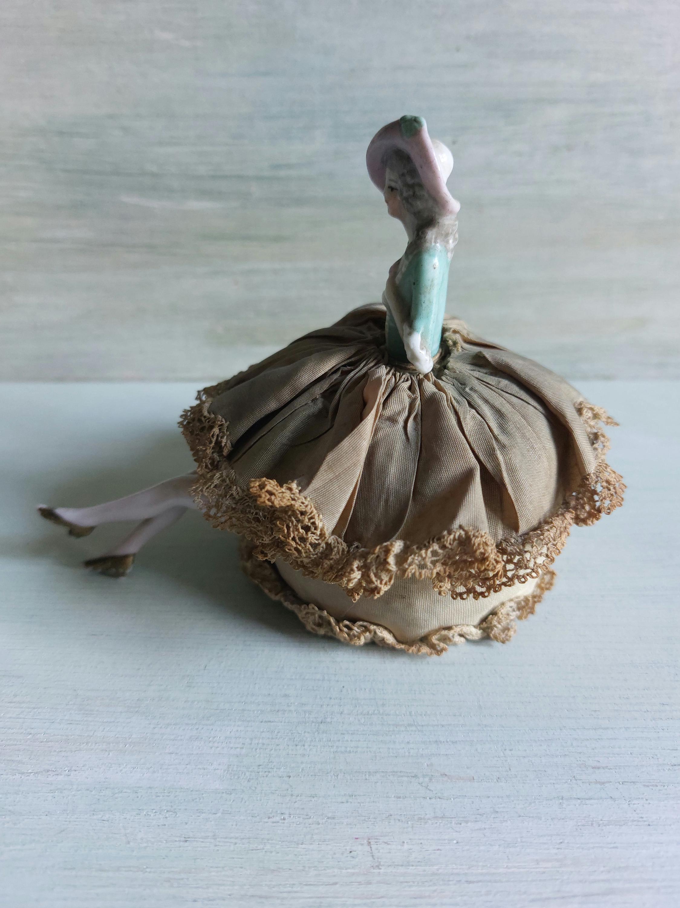 アンティーク ハーフドール ピンクッション ピンドリー ビクトリア朝