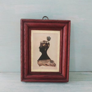 Antique Victorian Miniature Silhouette Portrait of a Lady Circa Mid 19th Century