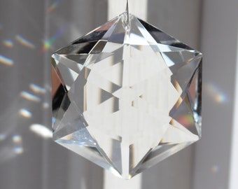 Hexagon Sun Catcher, Austrian Crystal with Swarovski Strand with Choice of Accent Color