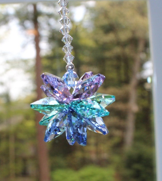 Purple Window Prism,Hanging mandala suncatcher small,rainbow color