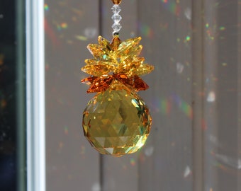 Yellow - Power of Color Sun Catcher made with Swarovski Crystal 30mm Ball, Rainbow Maker, Window Prism