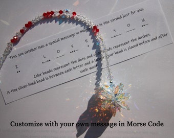 Custom Morse Code Swarovski Crystal Sun Catcher – Rainbow Maker