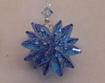Sapphire Shimmer Burst Sun Catcher made with Swarovski Crystal, Rainbow Maker, Window Prism for Home or Car