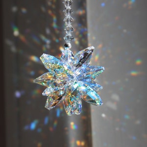 Sparkly Burst Sun Catcher in Clear AB made with Swarovski Crystal, Rainbow Maker, Window Prism Home, Car, Ornament