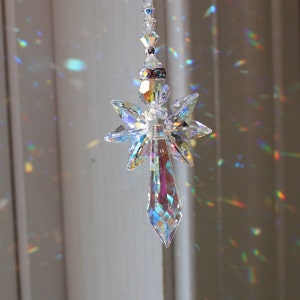 Guardian Angel (Clear AB) Sun Catcher made with Swarovski Crystal, Rainbow Maker, Window Prism for Home, Car Charm