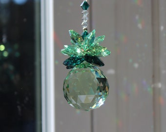 Green - Power of Color Sun Catcher made with Swarovski Crystal 30mm Ball, Rainbow Maker, Window Prism