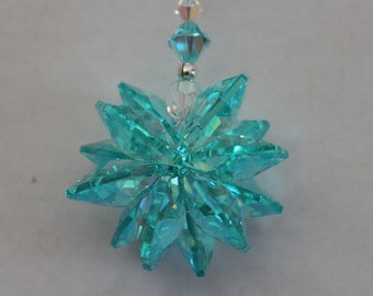 Antique Green Shimmer Burst Sun Catcher made with Swarovski Crystal, Rainbow Maker, Window Prism for Home or Car
