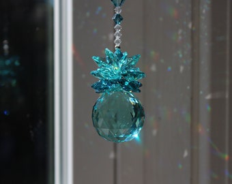 Light Turquoise - Power of Color Sun Catcher made with Swarovski Crystal 30mm Ball, Rainbow Maker, Window Prism
