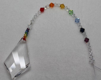 Crystal Kite Prism with Chakra/Rainbow String Sun Catcher made with Swarovski, Rainbow Maker, Window Prism for Home or Car