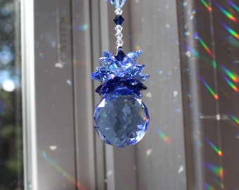 Blue - Power of Color Sun Catcher made with Swarovski Crystal 30mm Ball, Rainbow Maker, Window Prism