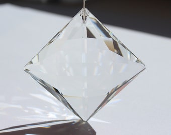 Diamond / Square Sun Catcher, Austrian Crystal with Swarovski Strand - 2 sizes and choice of accent color