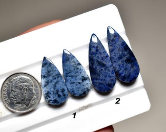 Pendientes de cabujones de dumortierita (par), piedra preciosa para suministros de joyería.