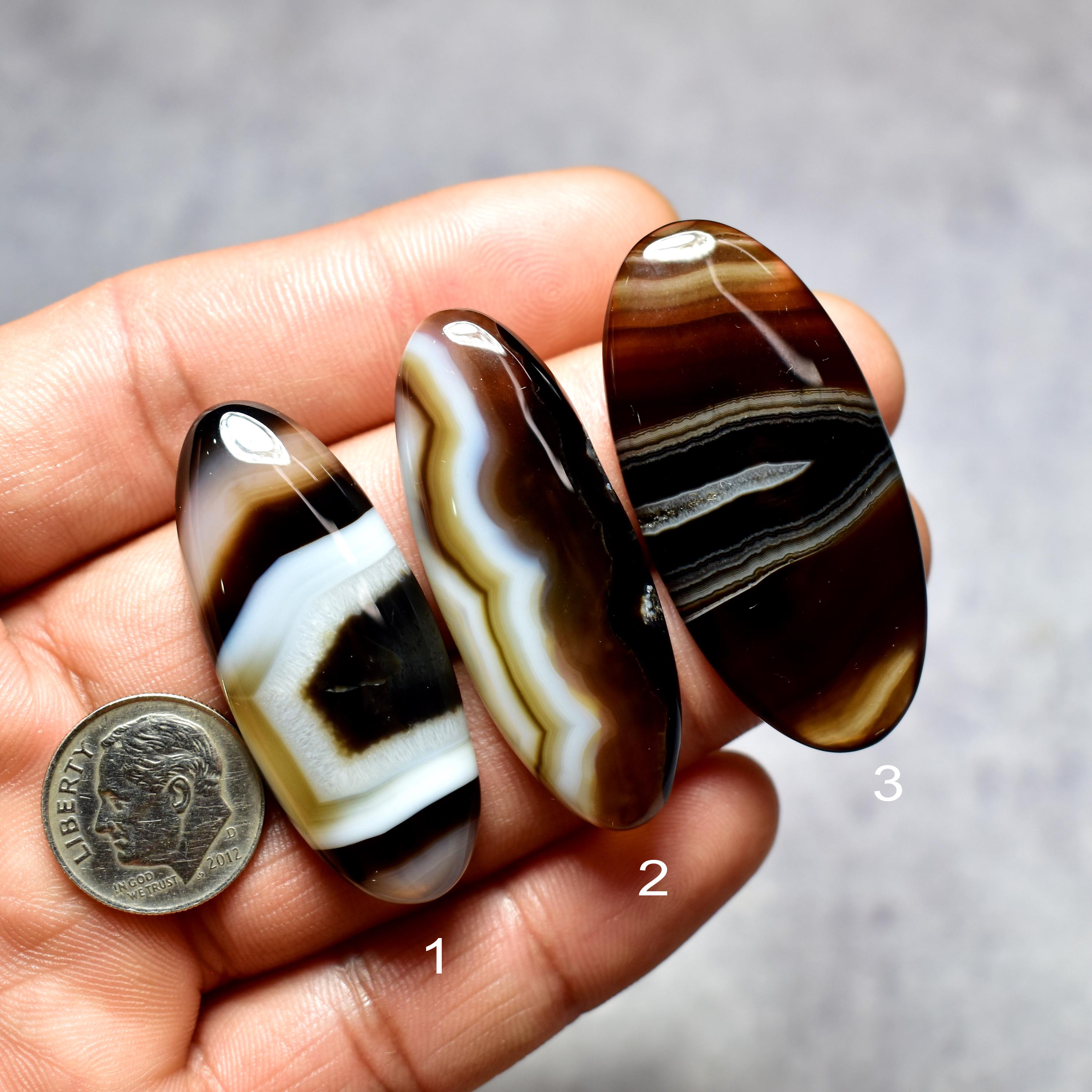 Black Banded Agate Cabochons, Banded Agate, Cabochons for Jewelry, Agate Jewelry, Cabochons, Agate Gemstone, Loose Cabochons, Agate Cabochon