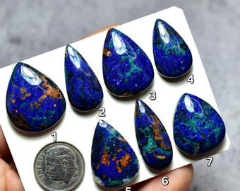 Natural Blue Azurite Gemstone Cabochons, Jewelry Making