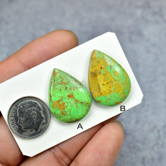 Gaspeite Teardrop Cabochons, Green Gemstone Jewelry (25x18x5mm)