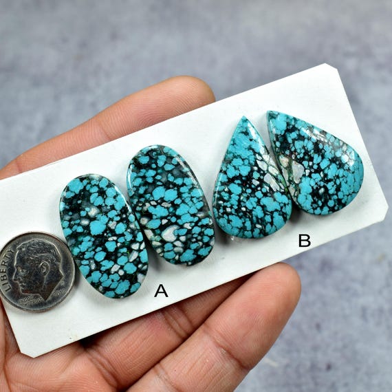 Hubei Turquoise Cabochon Pair, Loose Gemstone Jewelry