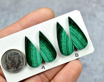 Pares de cabujones de malaquita en forma de lágrima, fabricación de joyas