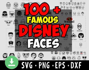 Mais de 100 rostos famosos da Disney para Cricut e Silhouette – Download instantâneo, arquivos svg, dxf, eps, png