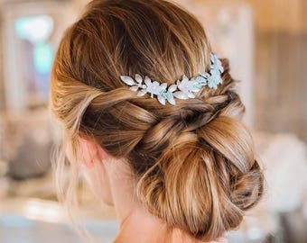 Silver Hair Vine, bridal comb, wedding hair comb, wedding hair vine, something blue comb, wedding accessory, bridal accessory,  hairvines