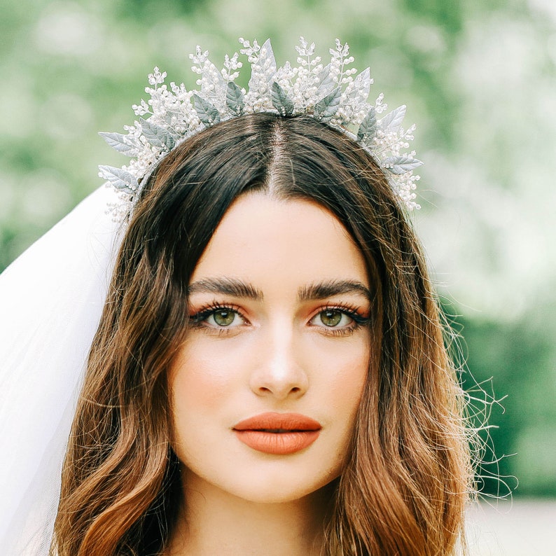 Florence bridal crown, Swarovski crystal bridal crown, leaf crown, bridal accessories, ivory wedding crown image 4